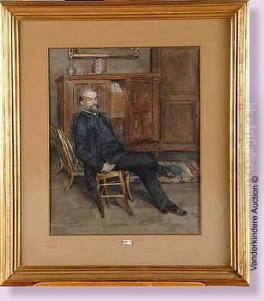 Homme Assis Dans Son Cabinet De Travail Oil Painting by Gustave Den Duyts