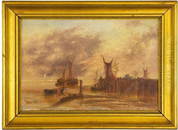 Dutch Marine Oil Painting by Herman Henry Op Der Heijde