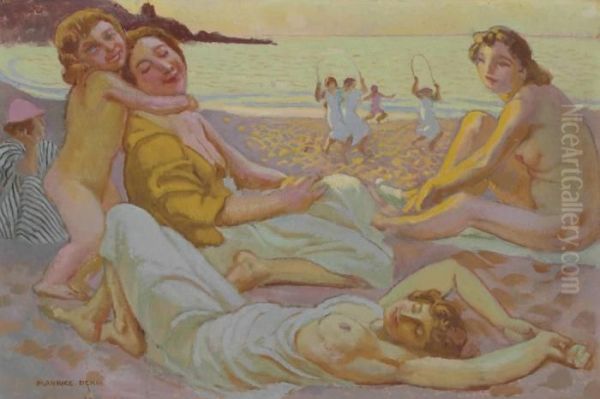 La Plage De Trestignel, Perros-guirec Oil Painting by Maurice Denis