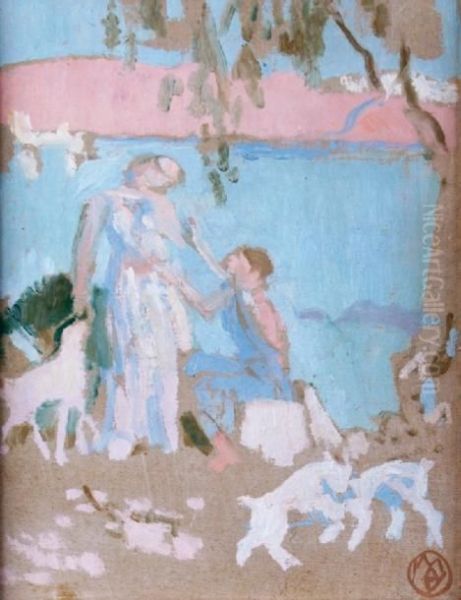 Orphee Rencontre La Bergere Eurydice Oil Painting by Maurice Denis