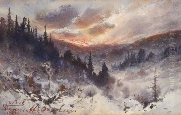 Winter Evening In Ural Oil Painting by Vasili Ivanovich Denisov