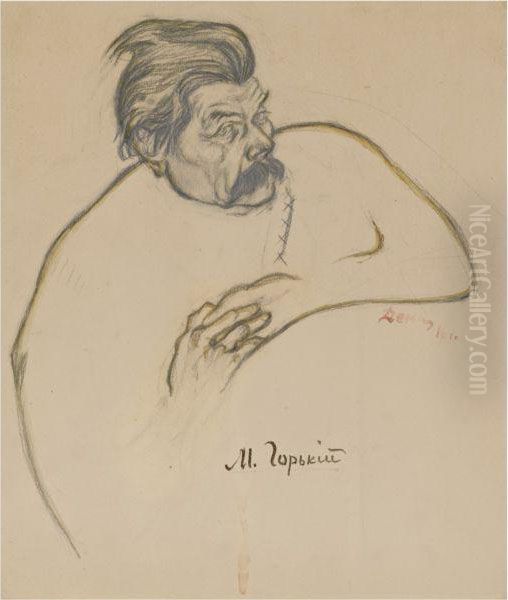 Portrait Of Maxim Gorky Oil Painting by Viktor Nikolaevich Denisov