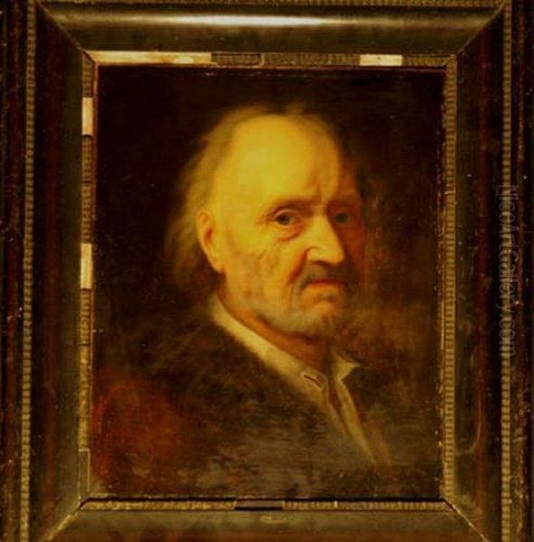 Portraitof A Man With Furcoat Oil Painting by Balthasar Denner