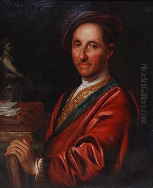 Portrait Of Gentleman With A Book By A Table Oil Painting by Balthasar Denner