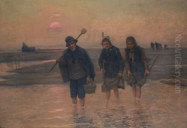 Retour De Peche Oil Painting by Jules Denneulin