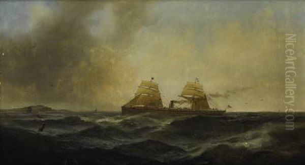 Seascape With Ship Oil Painting by Gideon Jacques Denny