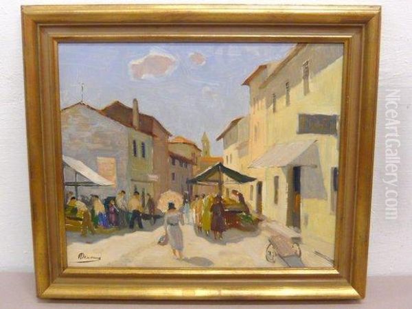 Rue Animee Du Sud Oil Painting by Alexandre Denonne