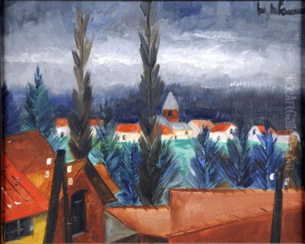 Les Toits Rouges Oil Painting by Jef Depauw