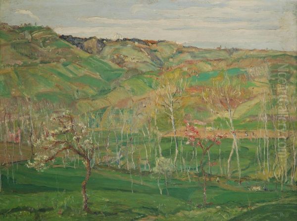 Colline Con Peschi Fioriti Oil Painting by Giovanni Depetris