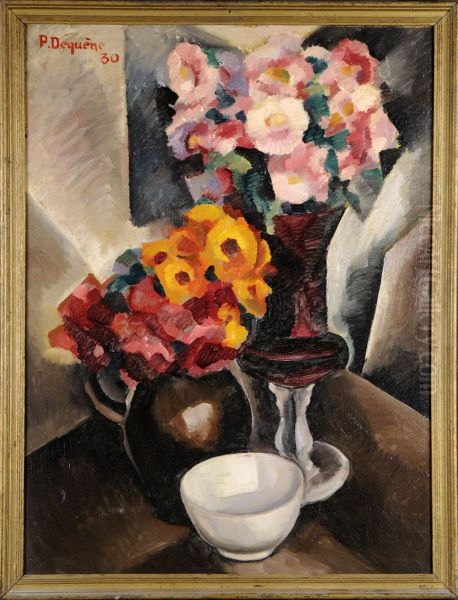 Vase Garni De Fleurs Oil Painting by Jean Pierre Dequene