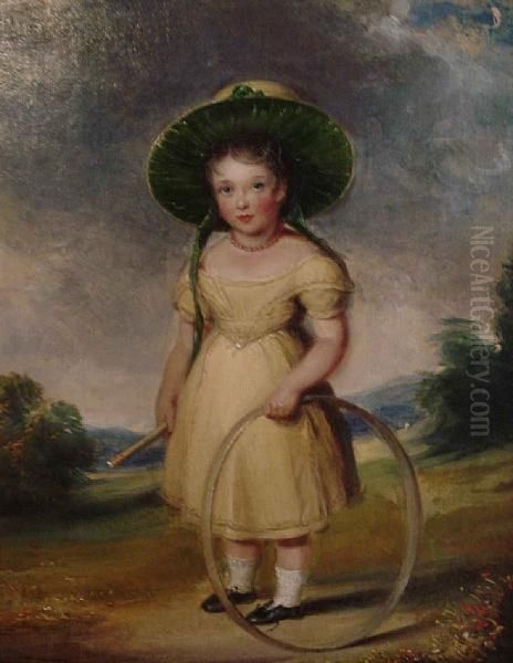 Young Girl With Hoop Oil Painting by William Derby