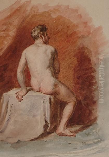 A Male Nude. Oil Painting by William Derby