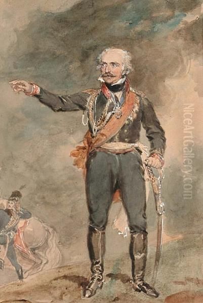 Portrait Of Field Marshall Prince Blucher Oil Painting by William Derby