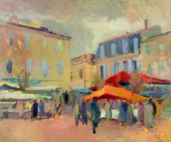 Markt In Sudfrankreich Oil Painting by Fritz Deringer