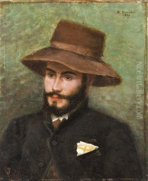 Jeune Homme Au Chapeau Oil Painting by M. Derondel