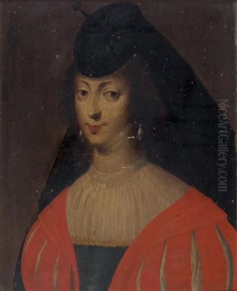 Portrait De Femme A La Robe Rouge Oil Painting by Claude Deruet