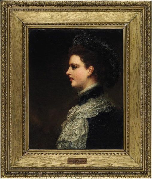 Portrait Of Charlotte, Countess Spencer (1835-1903) Oil Painting by Louis William Desanges