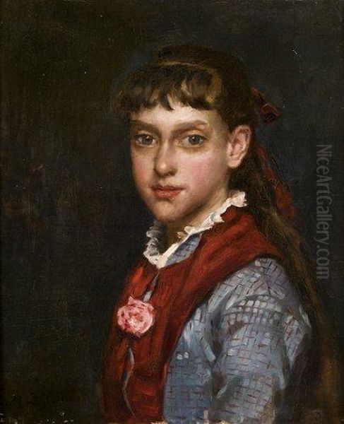 Portrait De Jeune Fille A La Rose Oil Painting by Marcellin Desboutin