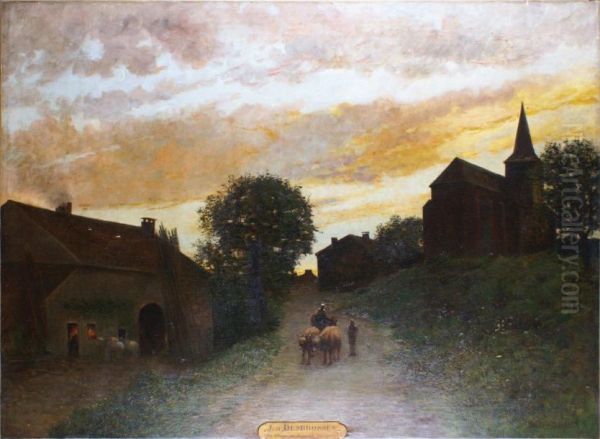 Le Village De Ruaux Dans Les Vosges Oil Painting by Jean Desbrosses