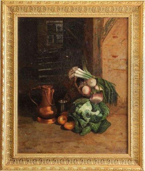 Nature Morte Aux Legumes Et Au Pichet Oil Painting by Jean Desbrosses