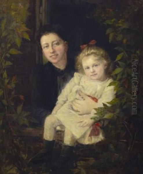 Mere Et Enfant Oil Painting by Camille Deschamps