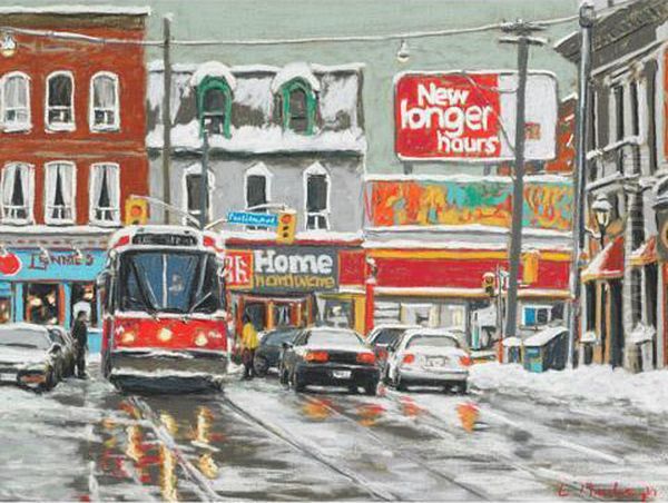 Streetcar At Parliament, Cabbagetown Oil Painting by Louis Henri Deschamps