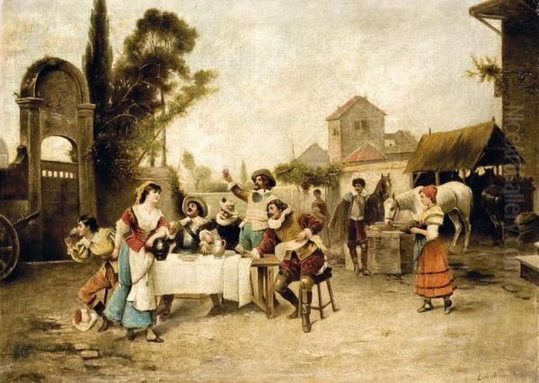 Mulatozo Tarsasag Oil Painting by Louis Henri Deschamps