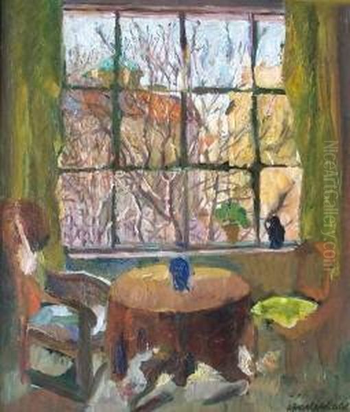 Interieur Mit Ausblick Oil Painting by Alexander Desclabissac