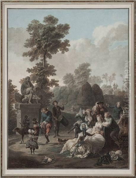 Le Tambourin Oil Painting by Charles-Melchior Descourtis