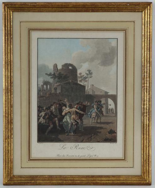 La Rixe Et Le Tambourin Oil Painting by Charles-Melchior Descourtis