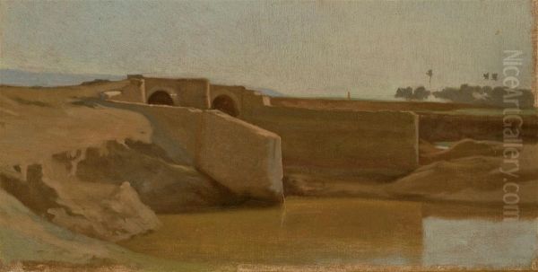 Pont Dans Un Paysage Oil Painting by Alexandre Desgoffe