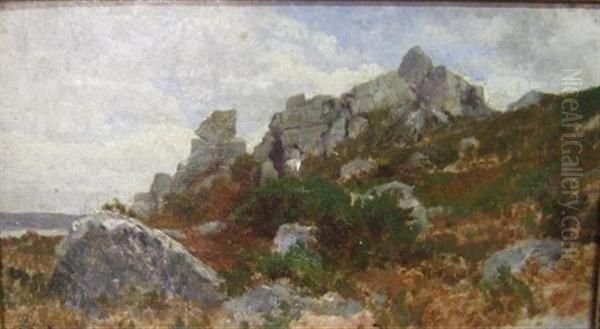 Rocher A Fontainebleau Oil Painting by Alexandre Desgoffe