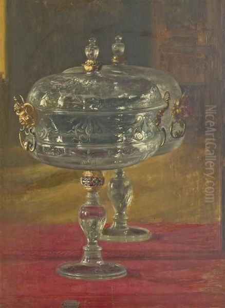 Still Life With Crystal Compote Oil Painting by Blaise Alexandre Desgoffe