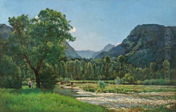 Bord De Riviere Oil Painting by Celestin Deshayes