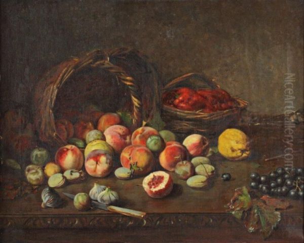 Composition Aux Fruits Oil Painting by Charles-Felix-Edouard Deshayes