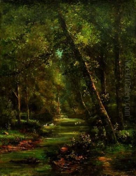 Sous-bois Oil Painting by Charles-Felix-Edouard Deshayes