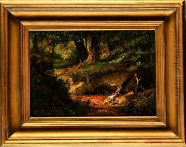 Buse Et Lapin En Sous Bois Oil Painting by Charles-Felix-Edouard Deshayes