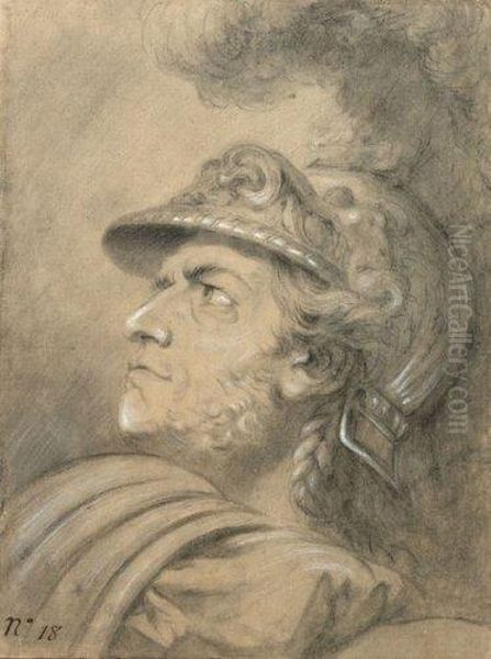 Tete D'homme Casque A L'antique Oil Painting by Jean-baptiste Deshays