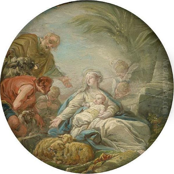 The Annunciation To The Shepherds Oil Painting by Jean-baptiste Deshays