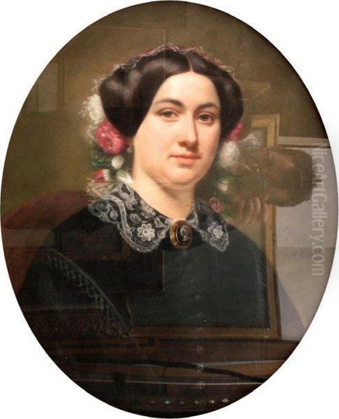 Portrait D'eugenie Caroline Ferte, Nee Carpentier Oil Painting by Leonie, Nee Blondel Desouches