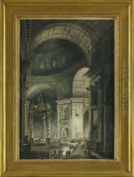 Illumination De La Croix De Saint-pierre A Rome Oil Painting by Louis Jean Desprez