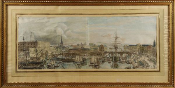 Vy Over Stockholm Oil Painting by Louis Jean Desprez