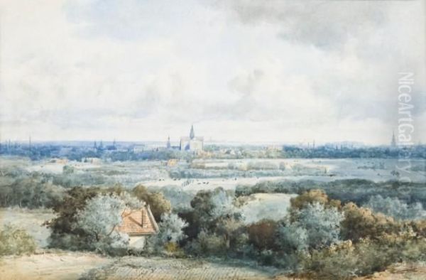 Vue De Haarlem Oil Painting by Johannes Josephus Destree