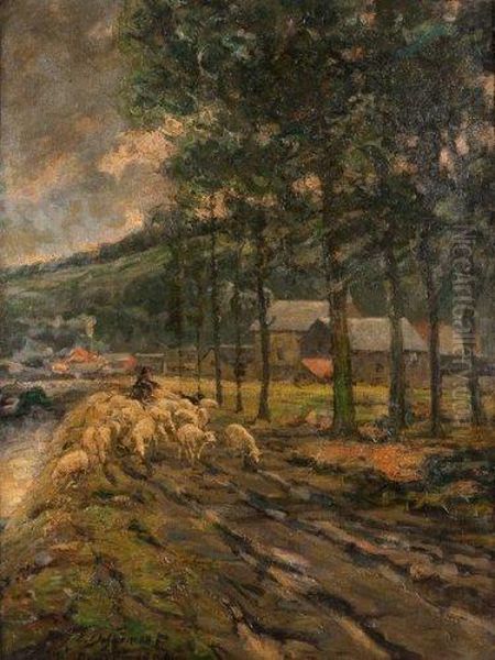 Paysage Au Troupeau Oil Painting by Ernest Desurmont