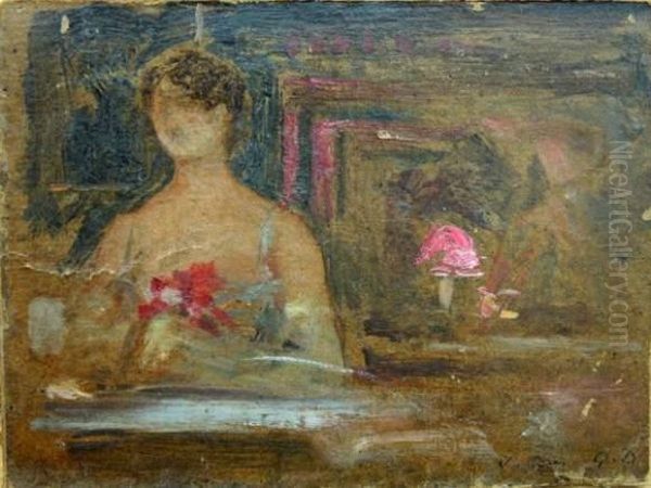 Femme Au Salon De The Oil Painting by Georges Desvallieres