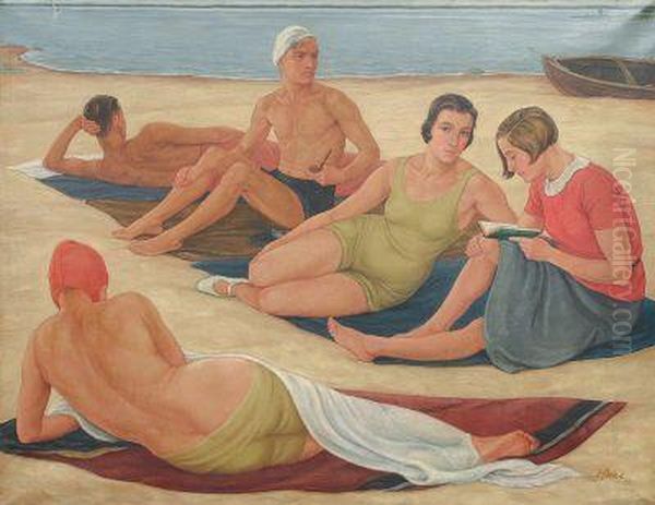 Am Strand Oil Painting by Harry Detert