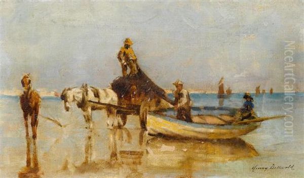 Breton Peasants At The Seaside Oil Painting by Henry Edward Dethold