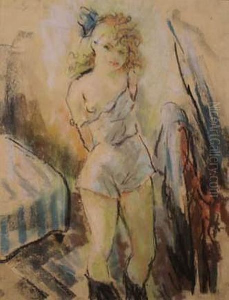 Modele, La Combinaison Bleue Oil Painting by Constant Detre