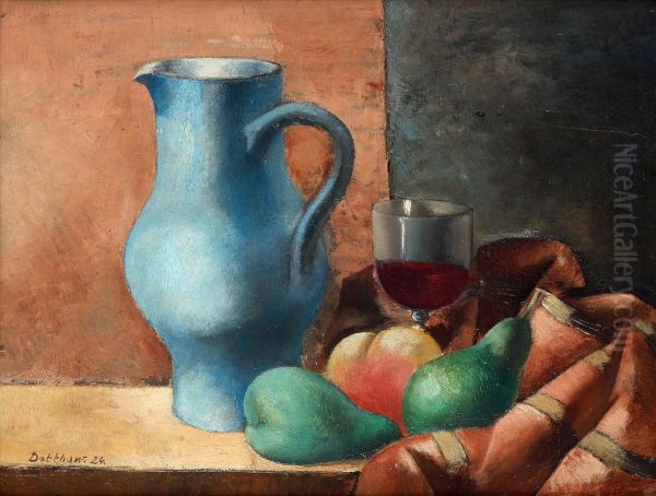 Still Life With Blue Pitcher And Wine Glass Oil Painting by Eric Detthow