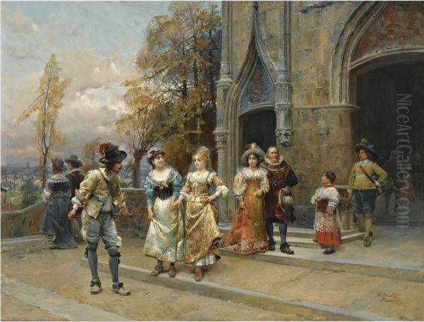 The Courtship Oil Painting by Cesare-Auguste Detti